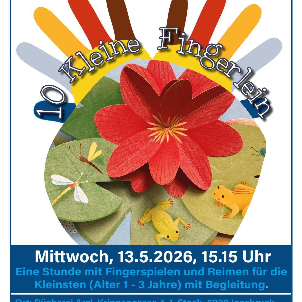 Plakat A3 10 Kleine Fingerlein mit Seerosenmotiv
